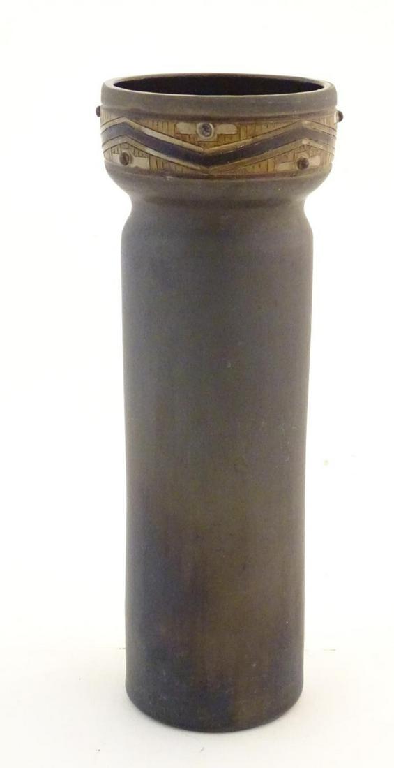 A tall studio pottery vase of cylindrical form with (1 of 6)