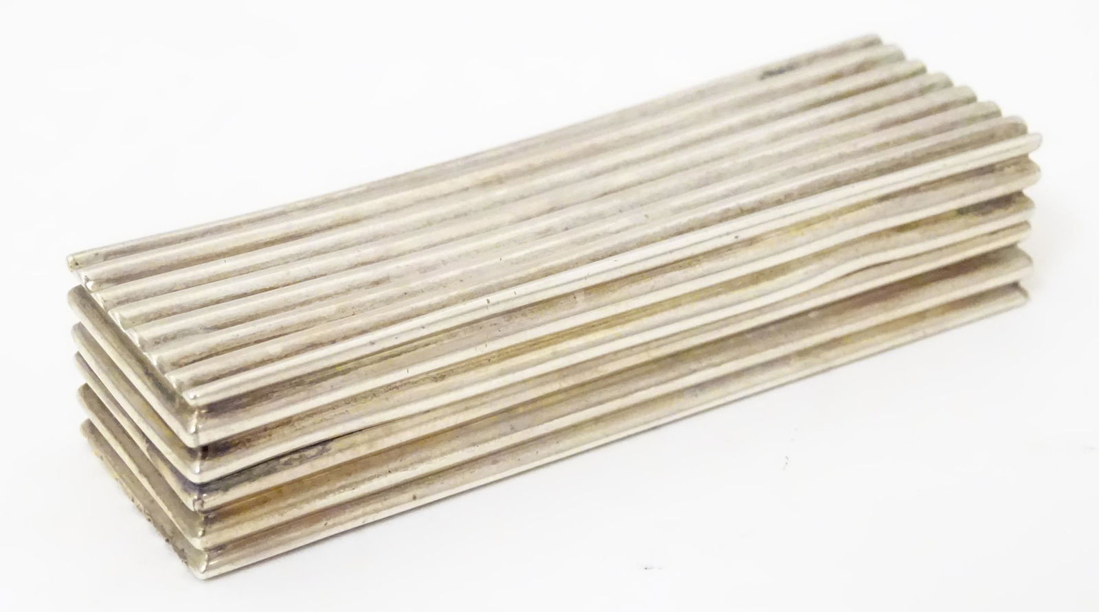 A Victorian silver box with reeded decoration and (1 of 8)