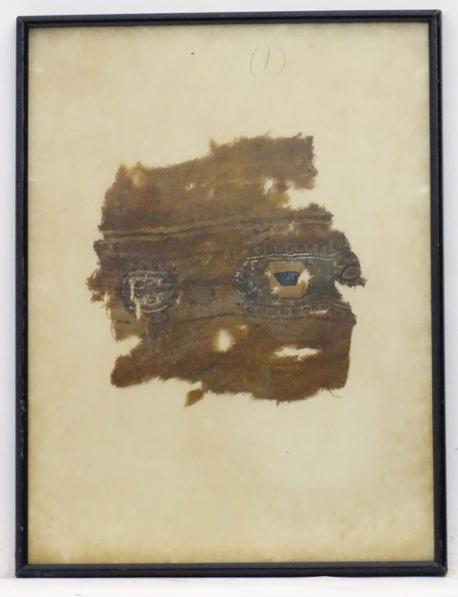 An old Coptic textile fragment with stylised Greek Key (1 of 3)