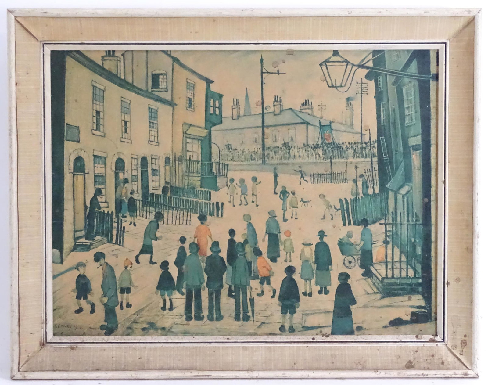After Laurence Stephen Lowry (1887-1976), Colour print,: After Laurence Stephen Lowry (1887-1976), Colour print, A Procession. Facsimile signature lower left. Approx. 17 1/4" x 23 1/2"