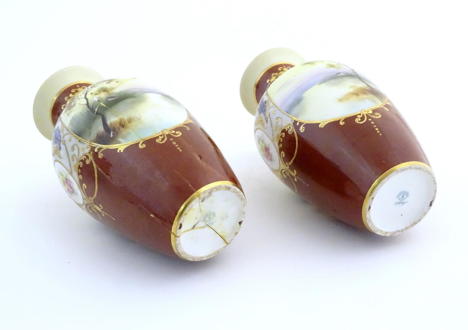 A pair of Japanese Noritake baluster vases decorated (1 of 5)