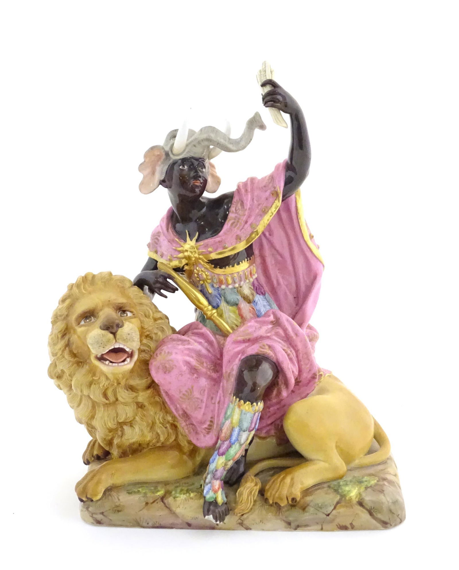 A Meissen allegorical figure group, Allegory of Africa, (1 of 7)