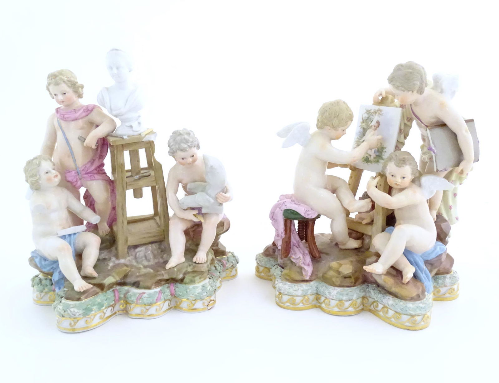Two Meissen figural groups, comprising The Allegory of (1 of 6)
