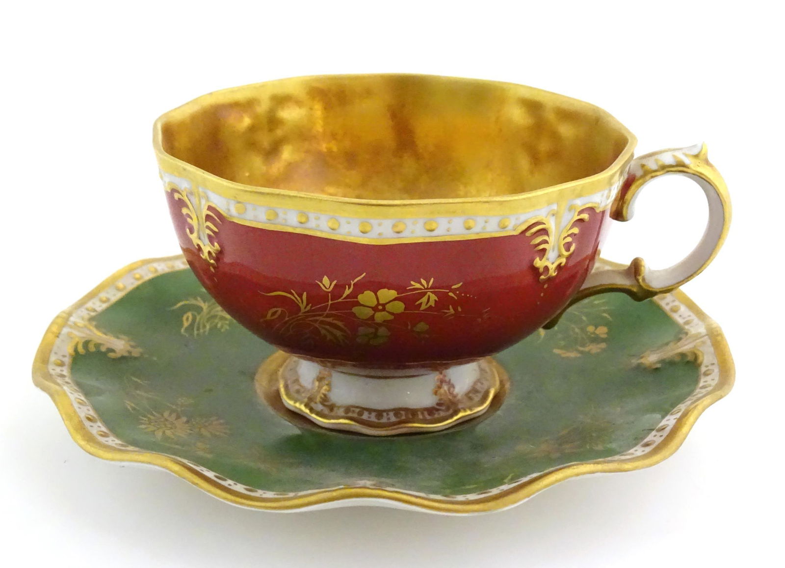A Royal Crown Derby red glazed tea cup together with a (1 of 8)