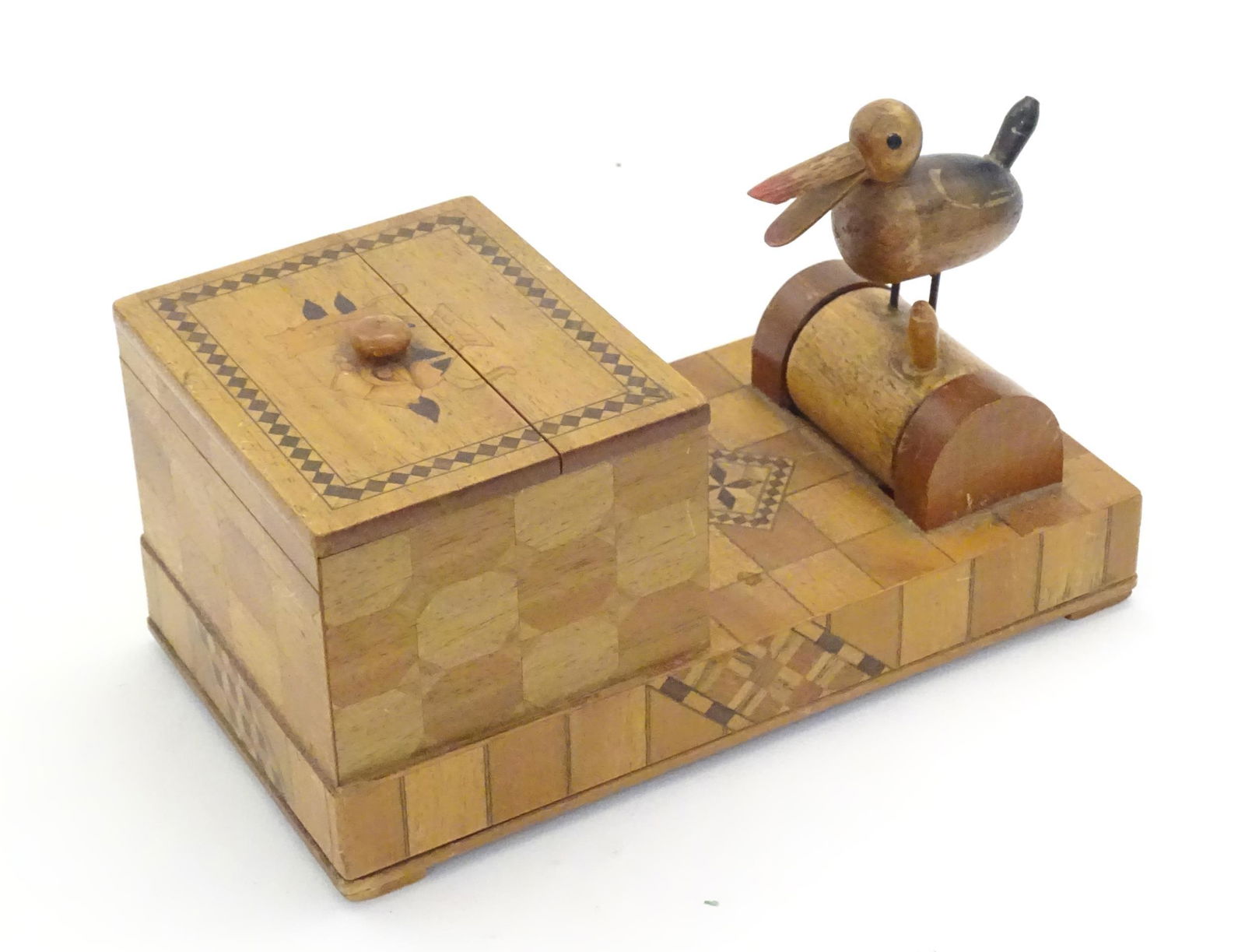 A 20thC novelty cigarette dispenser with parquetry (1 of 9)