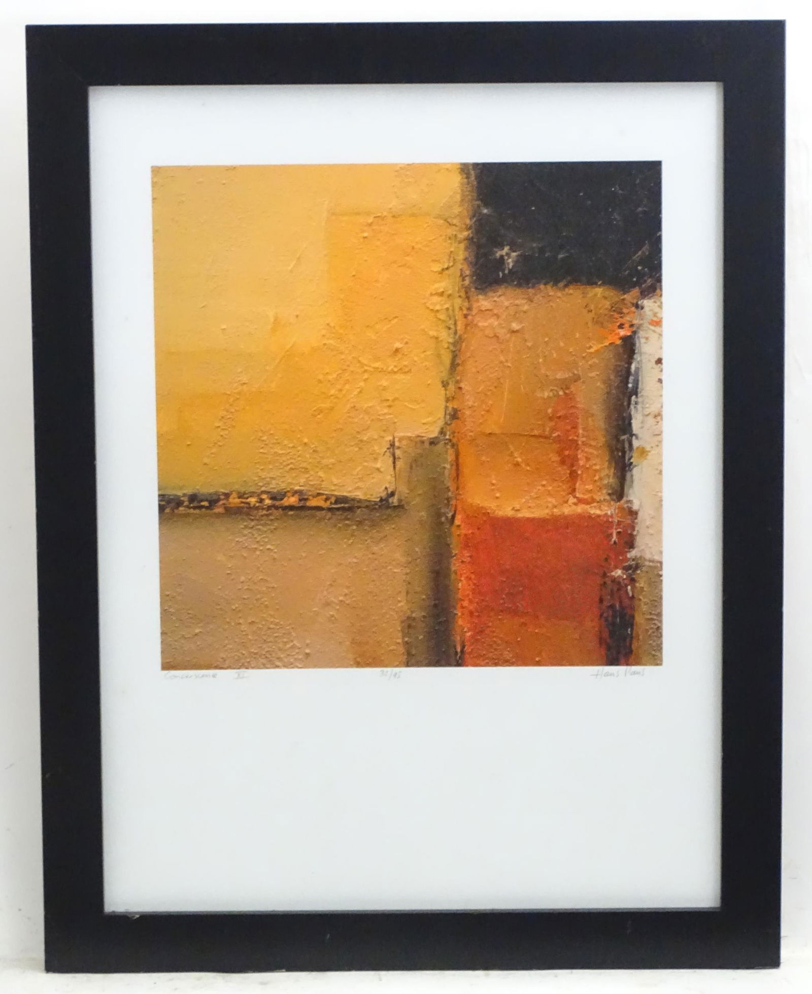 Hans Paus (b. 1959) Signed limited edition print, no.: Hans Paus (b. 1959) Signed limited edition print, no. 35/95, Concrescence XI. Signed, titled and numbered in pencil under. Approx. 14 1/4" x 13 1/4"