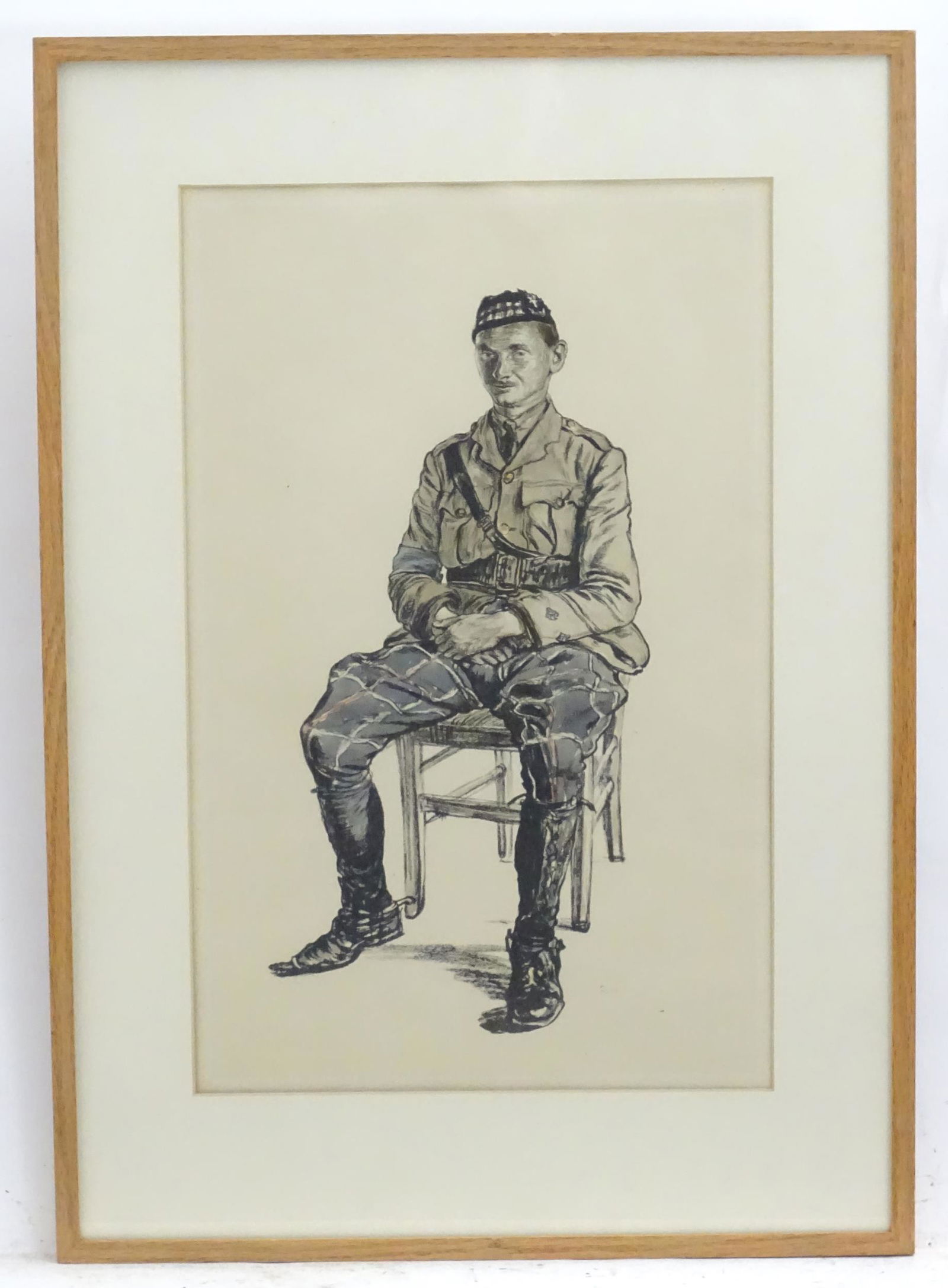 After Muirhead Bone (1876-1953), Military School, 20th: After Muirhead Bone (1876-1953), Military School, 20th century, Lithograph, A Highland Officer. Facsimile signature lower right. Approx. 18 1/2" x 11 3/4"