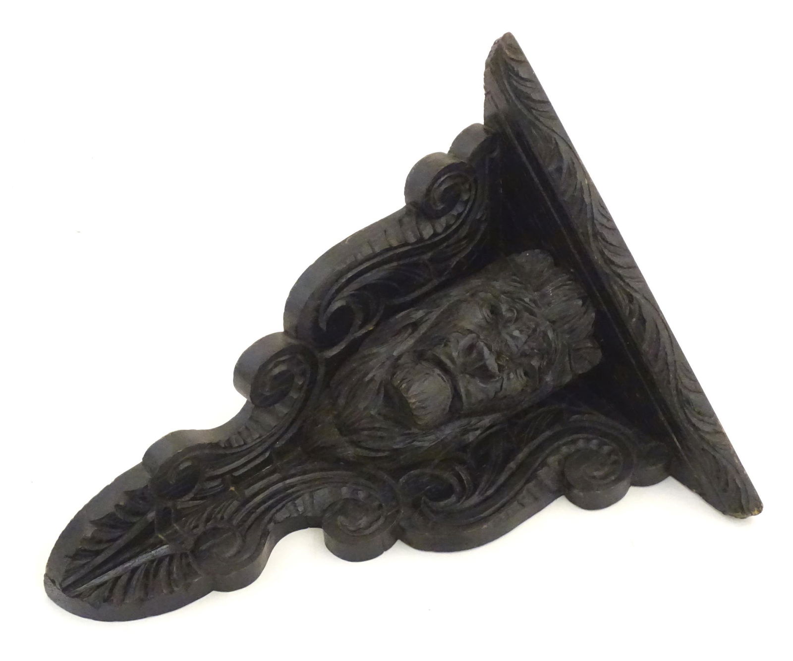 A late 19thC / early 20thC ebonised carved lion wall (1 of 5)