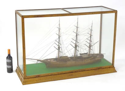 A late 19th / early 20thC large model of a three mast Welsh collier ship / sailing boat titled