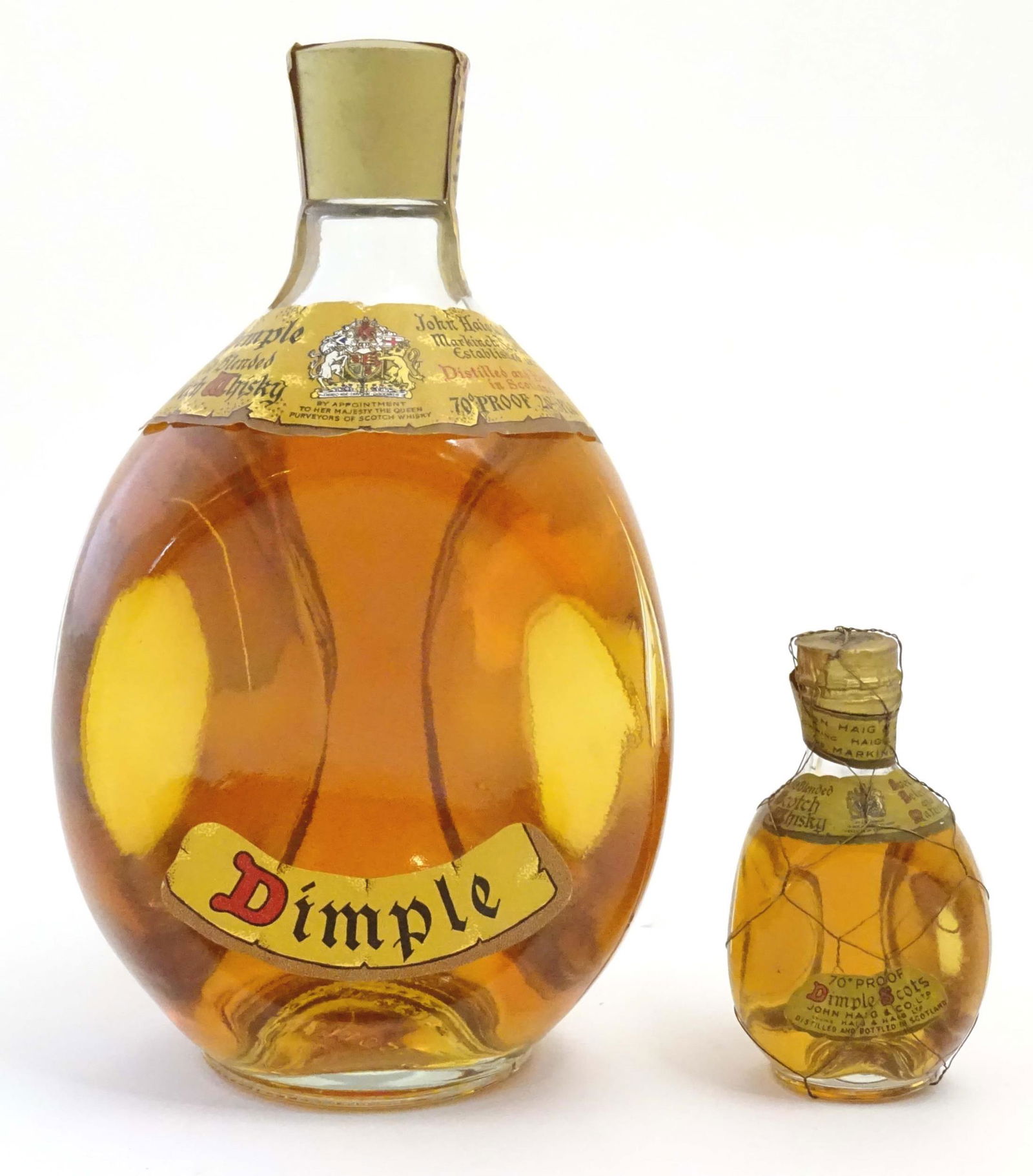 A bottle of Haig Dimple Old Blended Scotch Whisky, 26 2/3 fl. oz. Together with a miniature bottle (1 of 13)