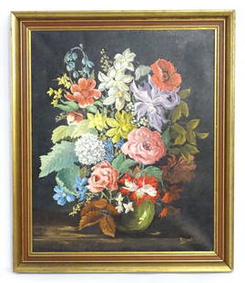 Charles Gordon Lennox, Duke of Richmond (1929-2017), Oil on canvas, A still life study of flowers in: Charles Gordon Lennox, Duke of Richmond (1929-2017), Oil on canvas, A still life study of flowers in a glass vase. Signed Richmond lower right. Approx. 23 1/2" x 19 1/4"