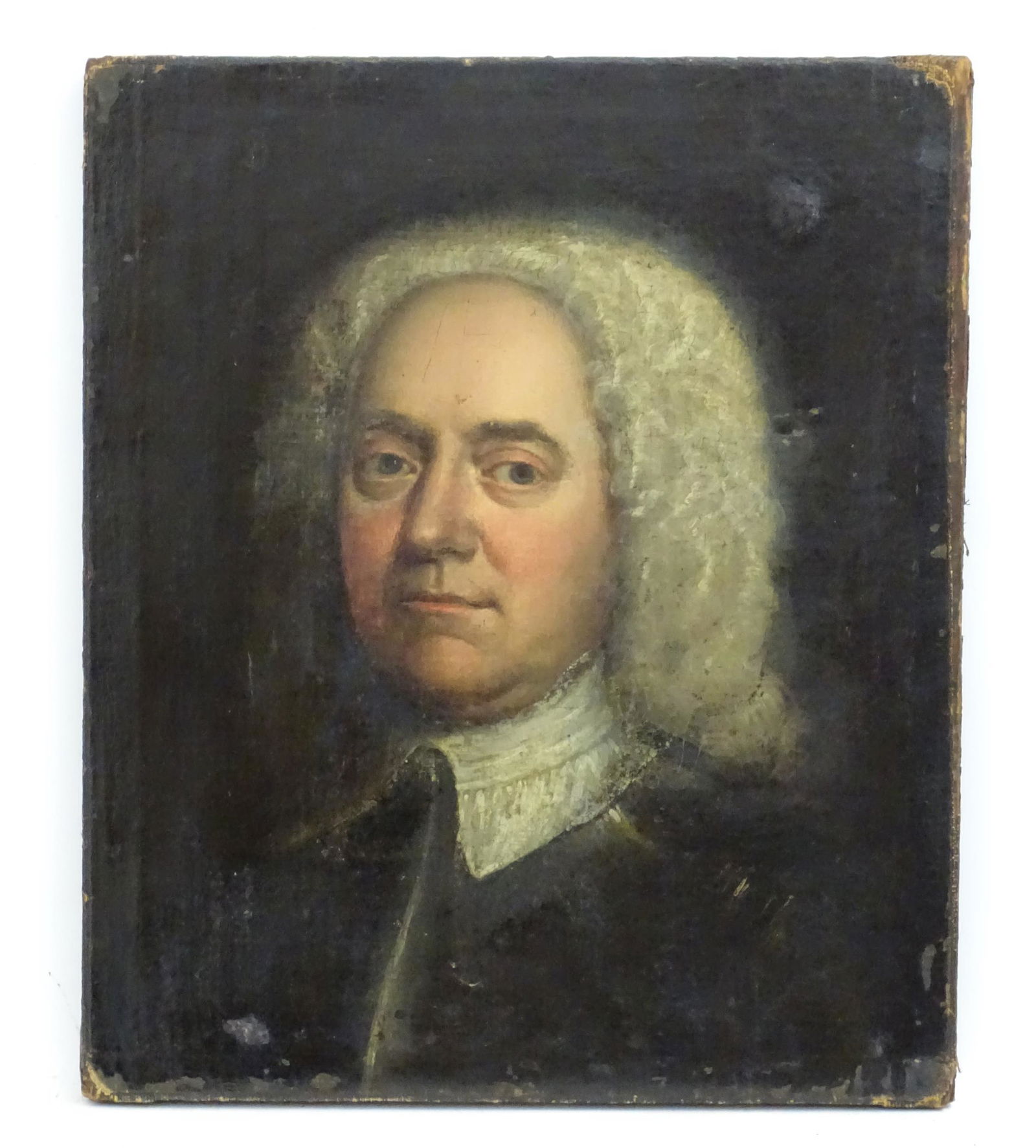 Manner of Samuel Cooper (1609-1672), 17th / 18th century, English School, Oil on canvas, A portrait: Manner of Samuel Cooper (1609-1672), 17th / 18th century, English School, Oil on canvas, A portrait an English Civil War military gentleman wearing armour with a white collar. Approx. 19 1/4" x 16 1/4