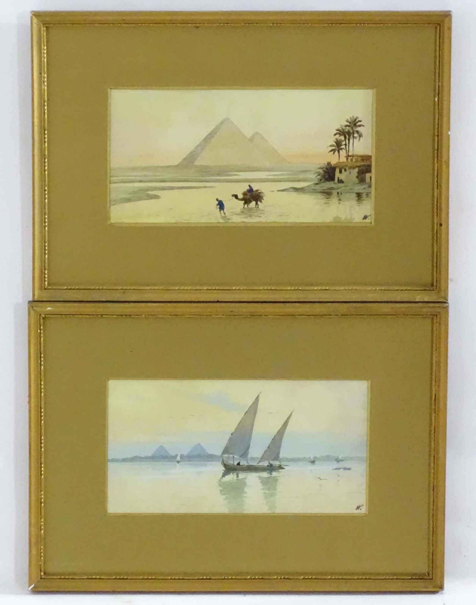 Manner of Edwin Lord Weeks (1849-1903), Watercolours, Two Egyptian scenes comprising a figure (1 of 7)