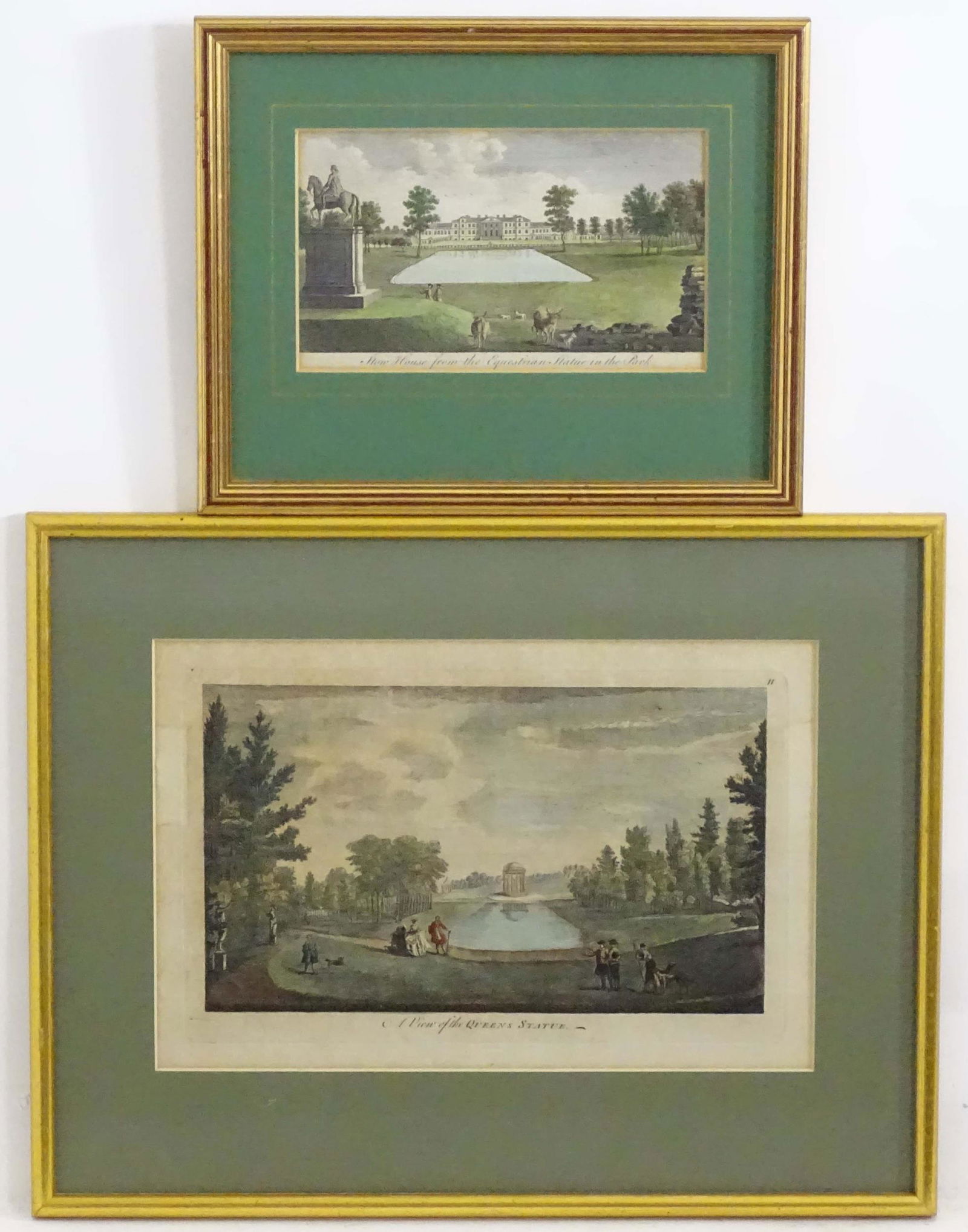 After Jean Baptiste Claude Chatelain, 19th century, Two hand coloured engravings depicting Stowe (1 of 6)
