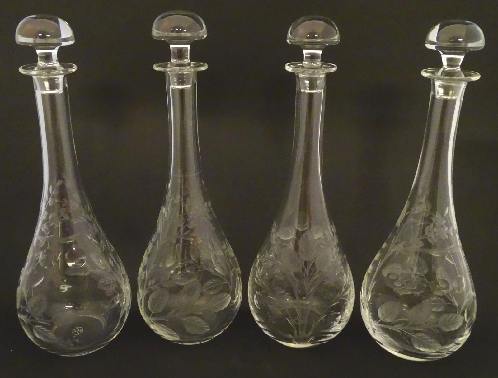 St Louis Glass : Four Saint Louis glass decanters and stoppers engraved with various foliate and (1 of 11)