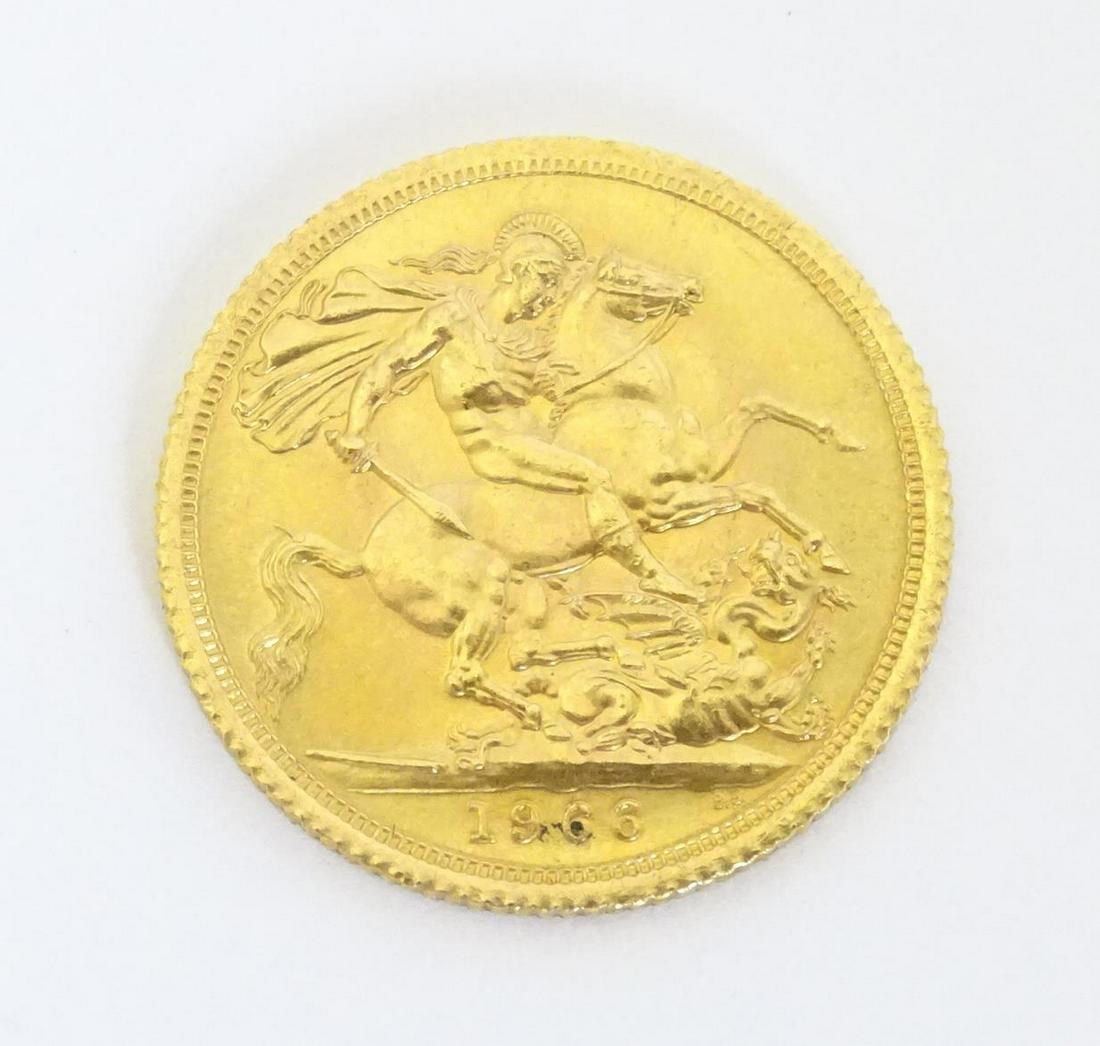 Coin: A Queen Elizabeth Ii 1966 Gold Sovereign Coin. Approx