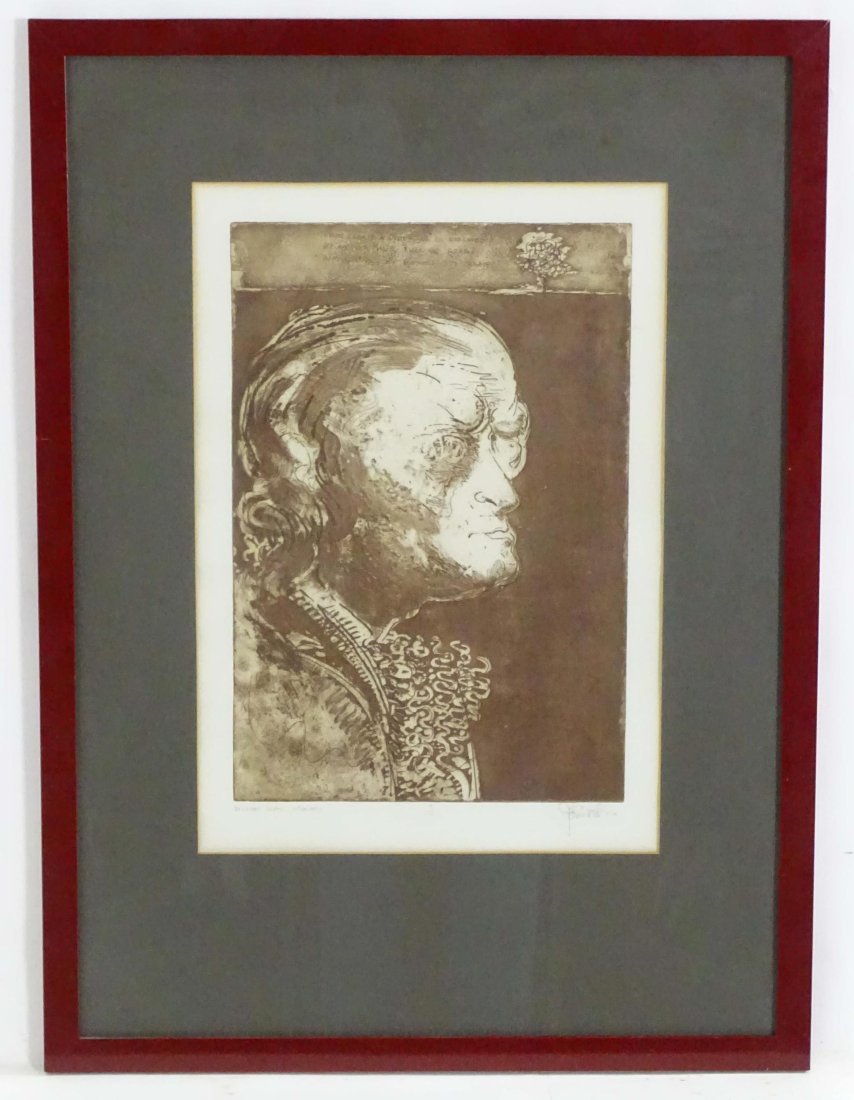 John William Mills (b. 1933), Limited edition etching, William Blake - Visionary. Signed, titled,: John William Mills (b. 1933), Limited edition etching, William Blake - Visionary. Signed, titled, dated (19)71 and numbered 9/15 in pencil under. Approx. 18 1/2" x 12 1/2"