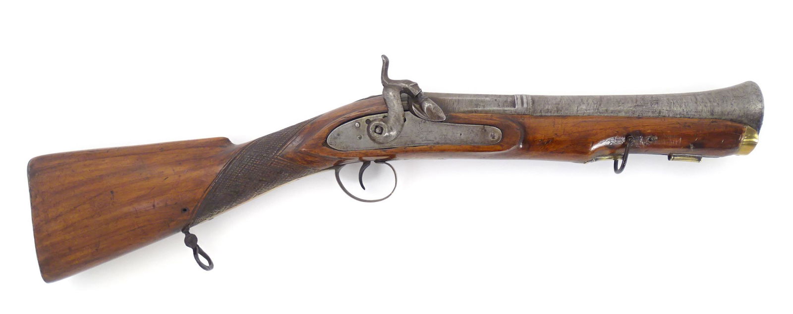 Militaria / Arms & Armour : a 19thC Indian percussion muzzle loading short-scale blunderbuss, the (1 of 20)