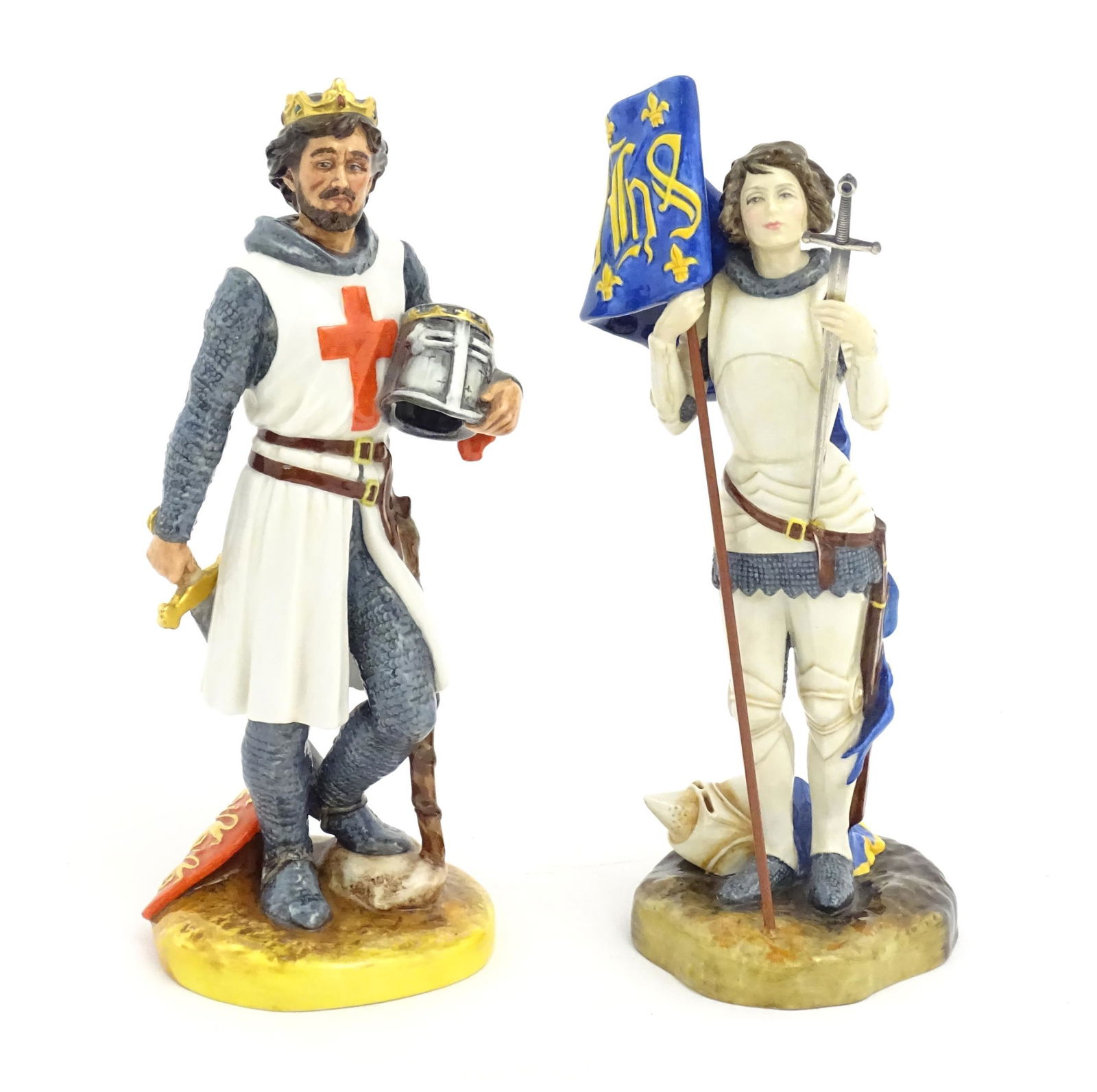 Two Royal Doulton figures comprising Richard the Lionheart, no. HN2675, and Joan of Arc, no. HN3681. (1 of 7)