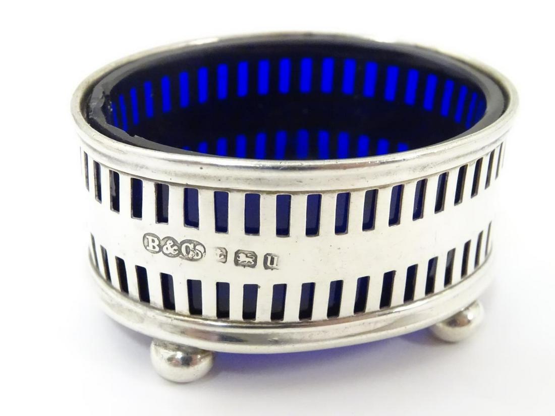 Three various salt, two of cut glass form with silver rims, the other a pierced silver salt frame (1 of 13)