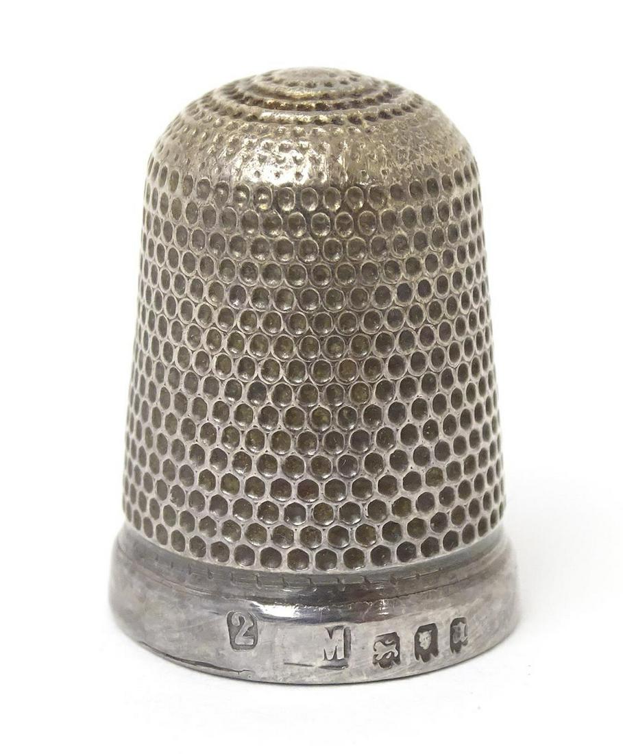 A pair of silver brooches with locket section to front hallmarked Birmingham 1982 maker Langstone: A pair of silver brooches with locket section to front hallmarked Birmingham 1982 maker Langstone Silver Works (Bernard Instone). Approx 1 3/4" wide. Together with a silver thimble hallmarked Birmingh