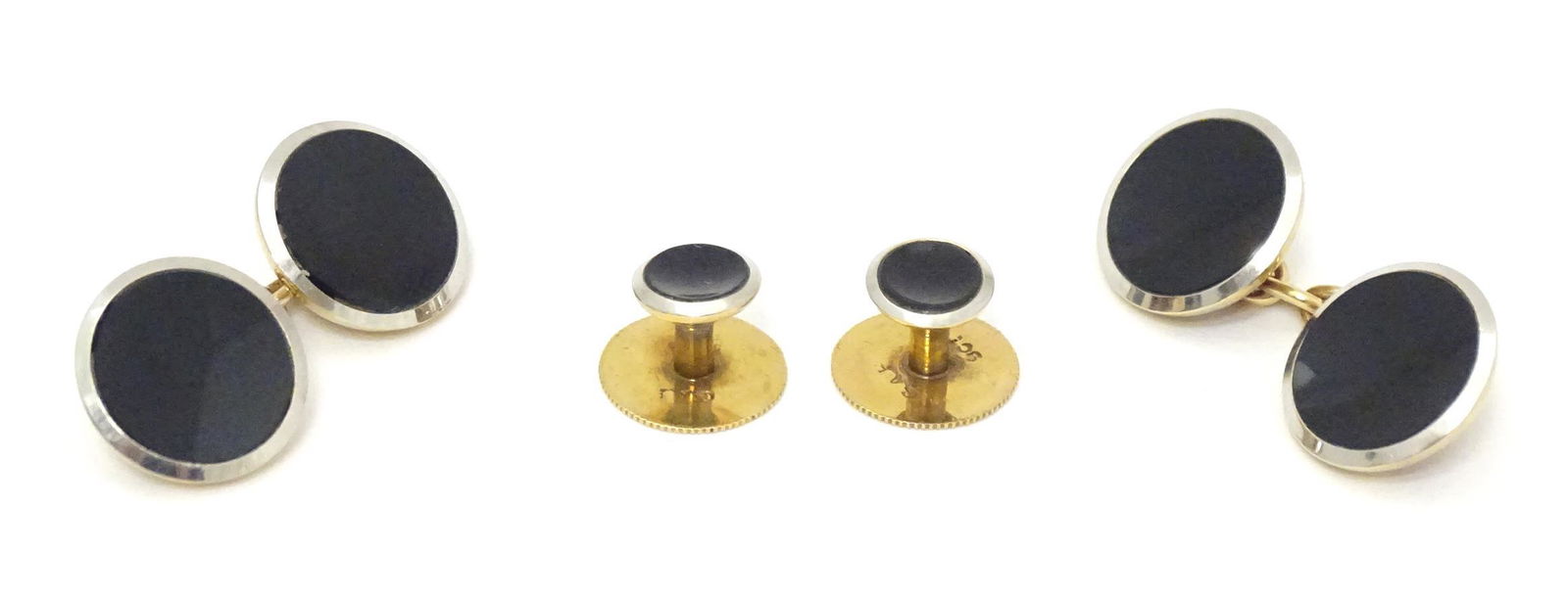 A pair of 9ct gold cufflinks together with a pair of collar studs.Please Note - we do not make (1 of 7)
