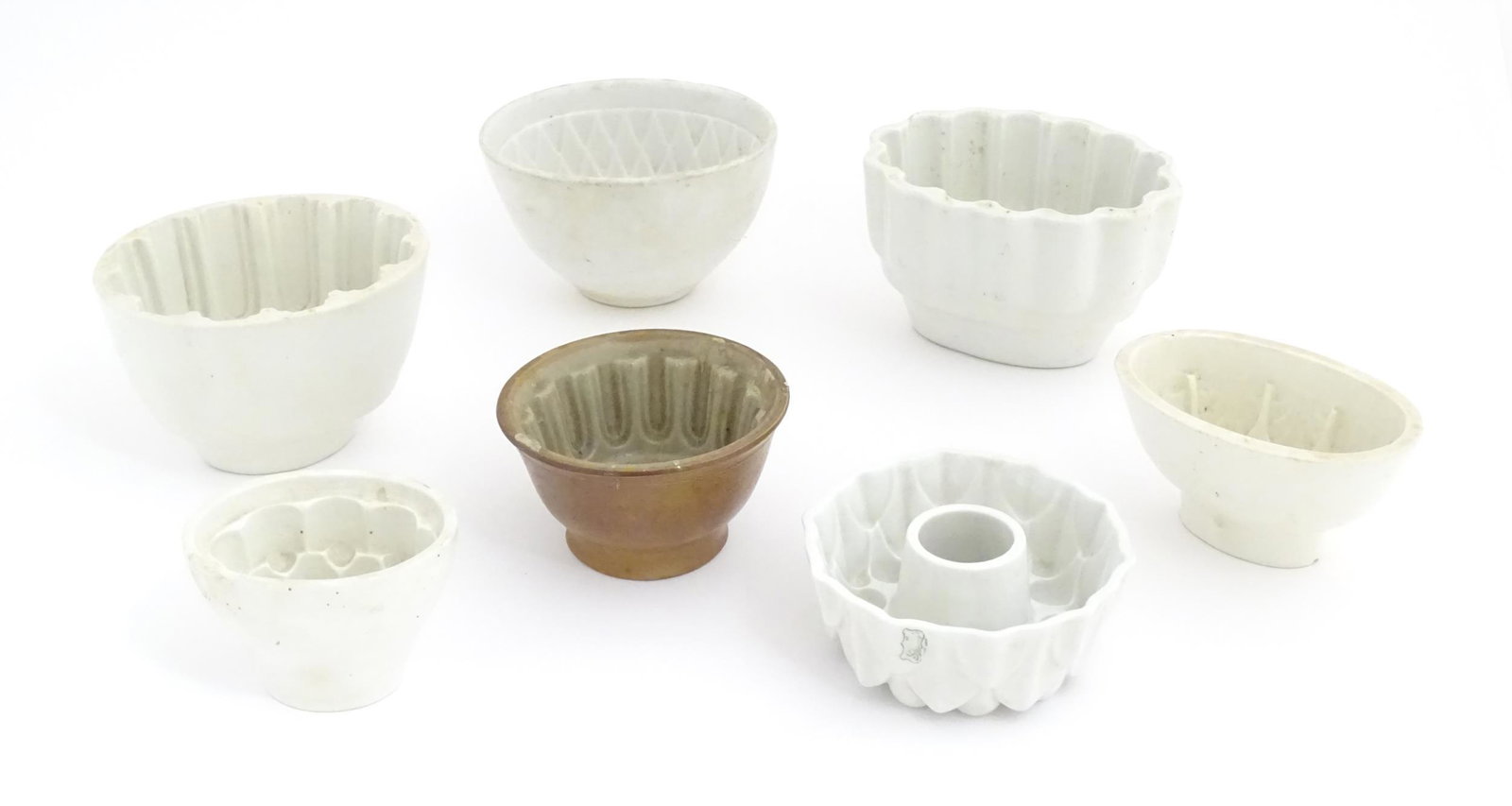 A quantity of Victorian and later ceramic jelly moulds to include examples by Booths, Shelley, etc. (1 of 9)