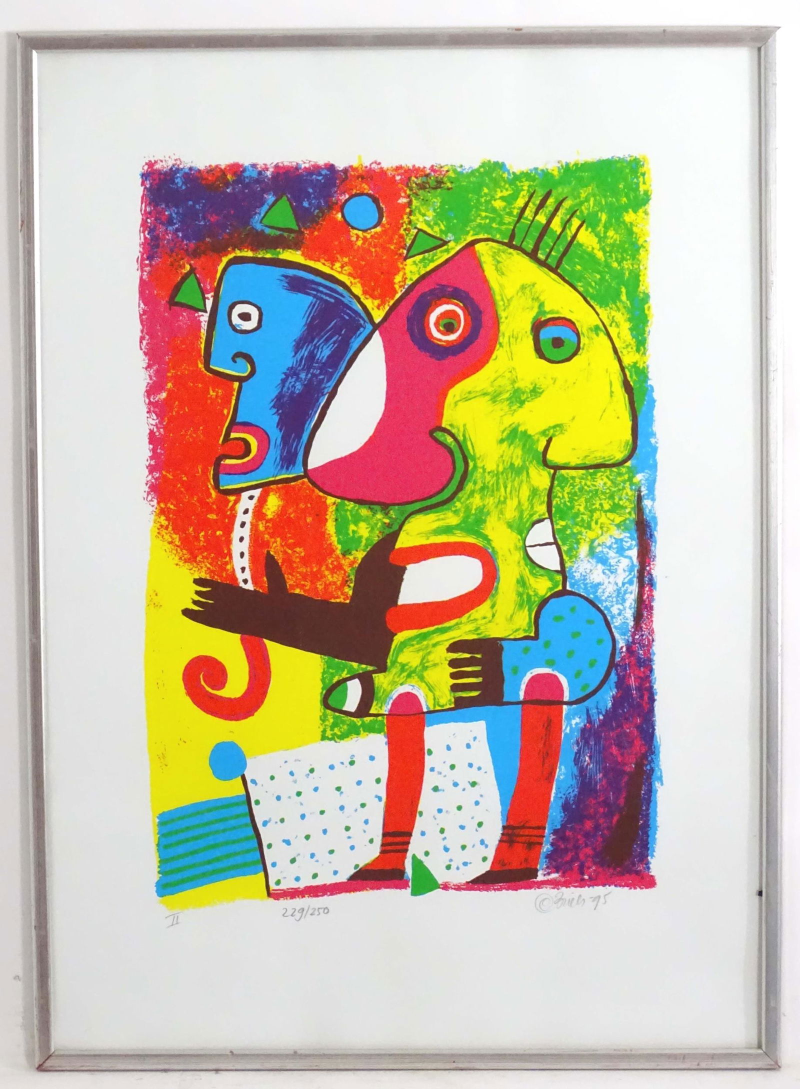 Clemens Briels (b. 1946), Limited edition seriograph, no. 229 / 250, Untitled II, An abstract: Clemens Briels (b. 1946), Limited edition seriograph, no. 229 / 250, Untitled II, An abstract composition with faces. Signed, dated (19)95 and numbered in pencil under. Approx. 21" x 14"Please Note -