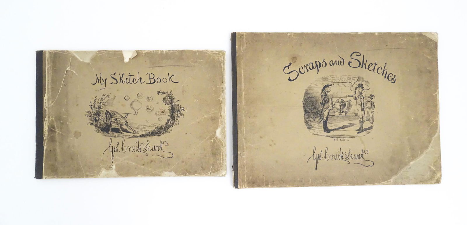 Books: My Sketch Book, volume 1, by George Cruikshank. Published 1834. Together with Scraps and: Books: My Sketch Book, volume 1, by George Cruikshank. Published 1834. Together with Scraps and Sketches, by George Cruikshank. Published 1828 (2)
