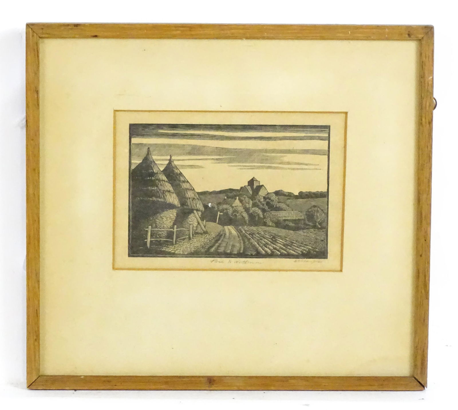 G. E. Champion, Early 20th century, Woodblock print, Road to Northbourne, A view of an English (1 of 4)