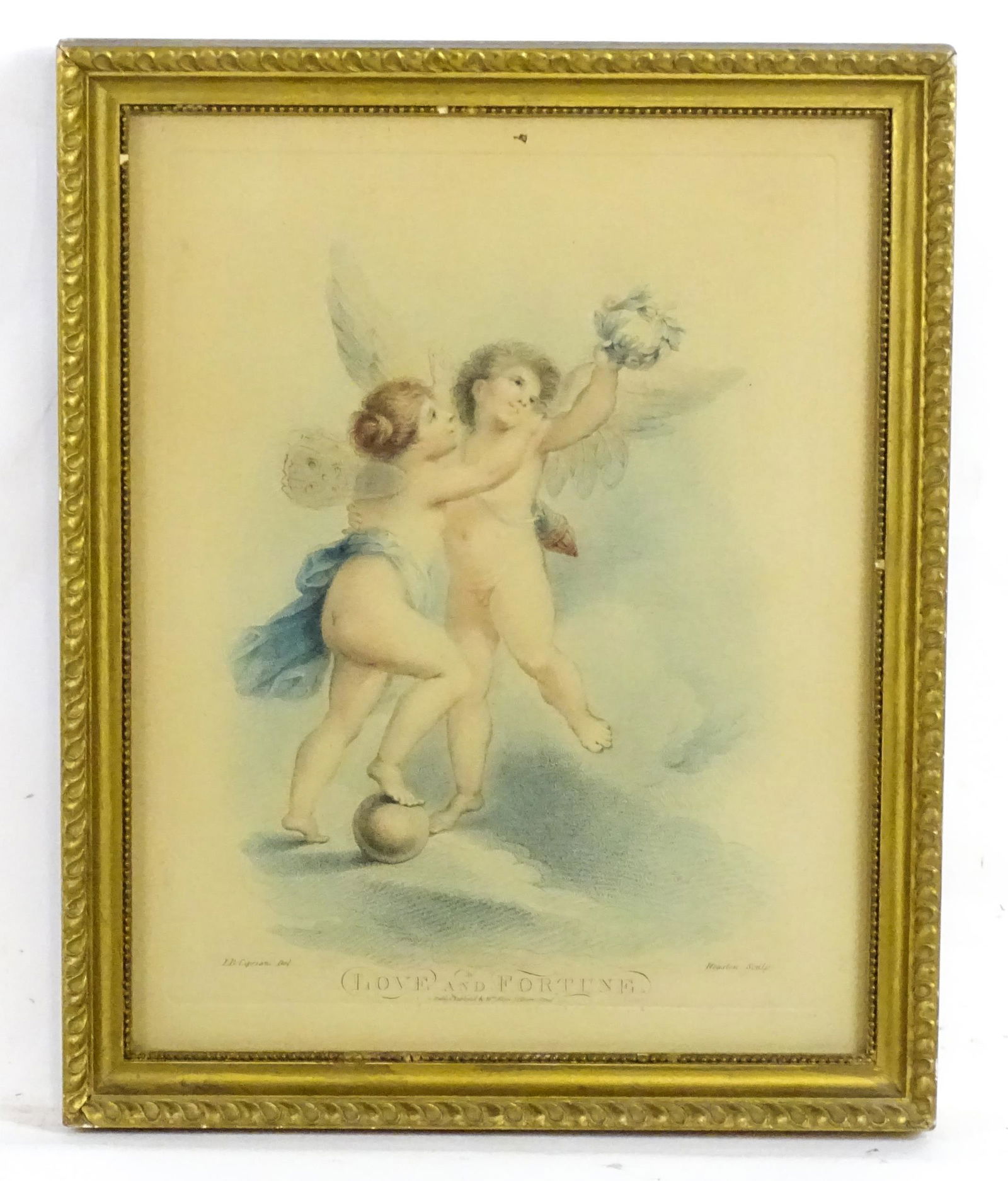 Houston after Giovanni Battista Cipriani (1727-1785), Stipple Engraving, Love and Fortune. Approx.: Houston after Giovanni Battista Cipriani (1727-1785), Stipple Engraving, Love and Fortune. Approx. 11" x 8 1/4"