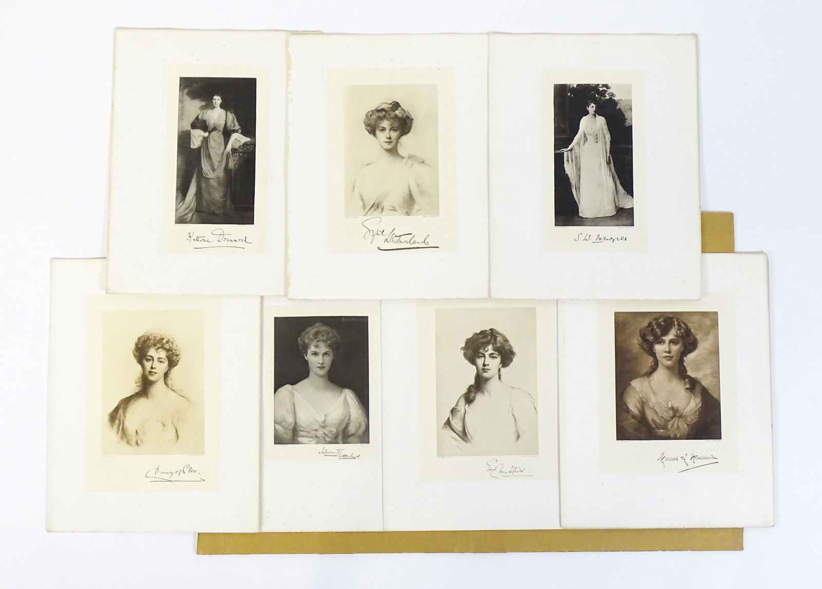 After Ellis William Roberts (1860-1930), Seven heliogravure copper plate engravings, Depicting: After Ellis William Roberts (1860-1930), Seven heliogravure copper plate engravings, Depicting various portraits of notable women, comprising Millicent, Duchess of Sutherland, (nee Lady Millicent St.