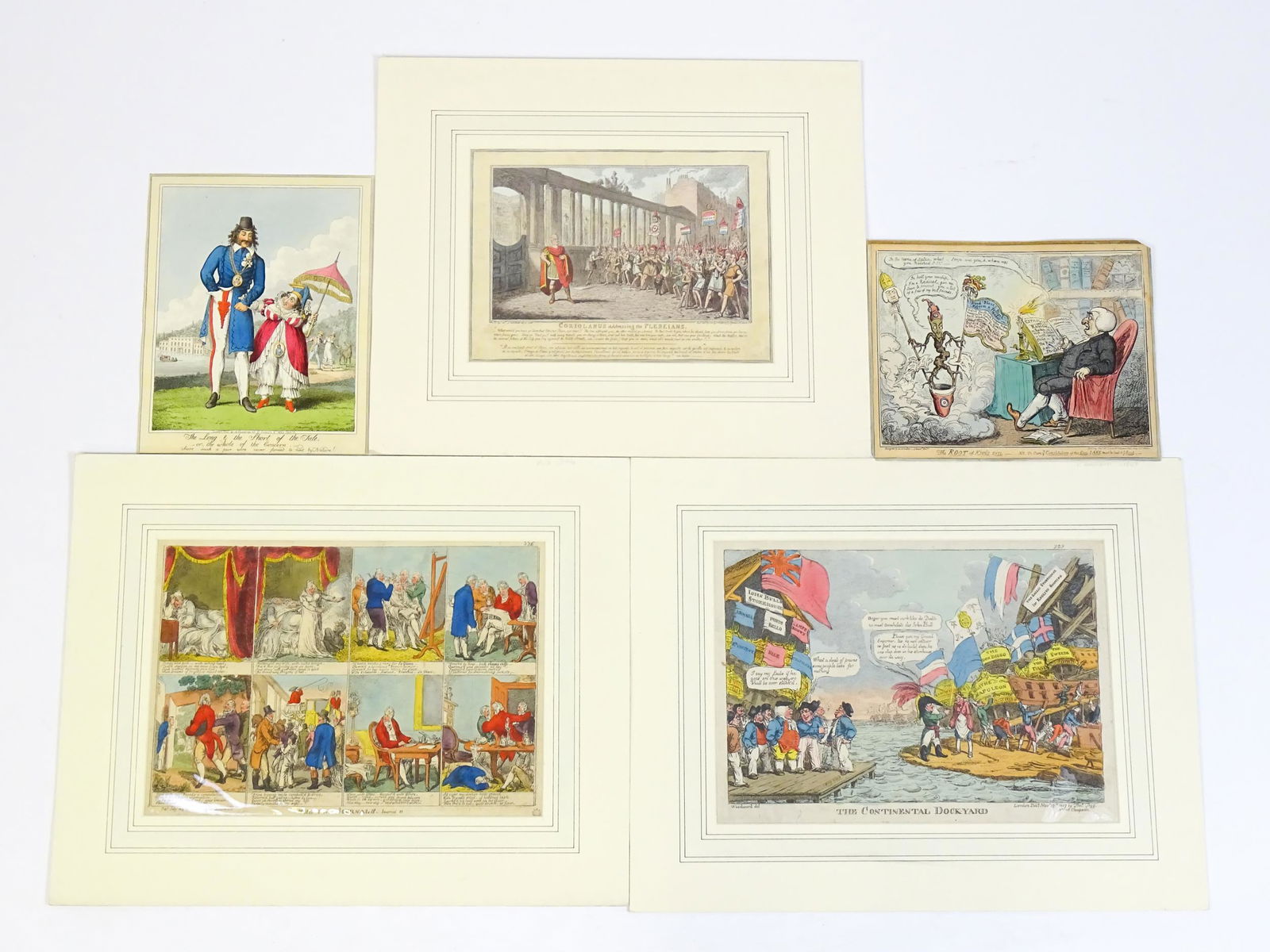 Five 19th century satirical etchings / engravings comprising After George Cruikshank (1792-1878), (1 of 10)