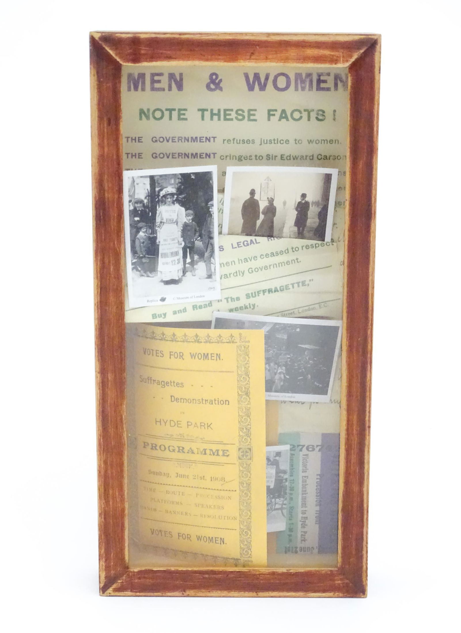 A quantity of assorted early 20thC ephemera relating to the Suffragette Movement contained within a (1 of 9)