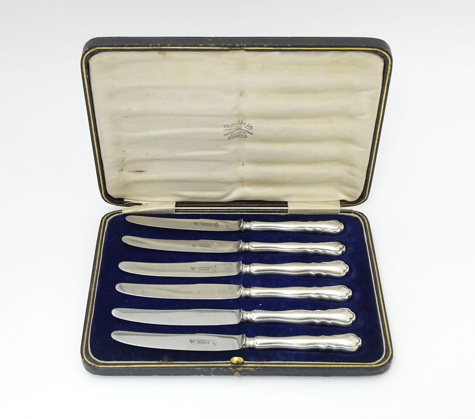 Scandinavian silver : A set of six Danish silver handled tea knives. Marked 830S, with three tower (1 of 6)