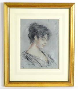 Lucien Levy-Dhurmer (1865-1953), French School, Pastel on paper, A portrait of a young lady. Signed: Lucien Levy-Dhurmer (1865-1953), French School, Pastel on paper, A portrait of a young lady. Signed lower left. Approx. 11 3/4" x 8 3/4"Please Note - we do not make reference to the condition of lots