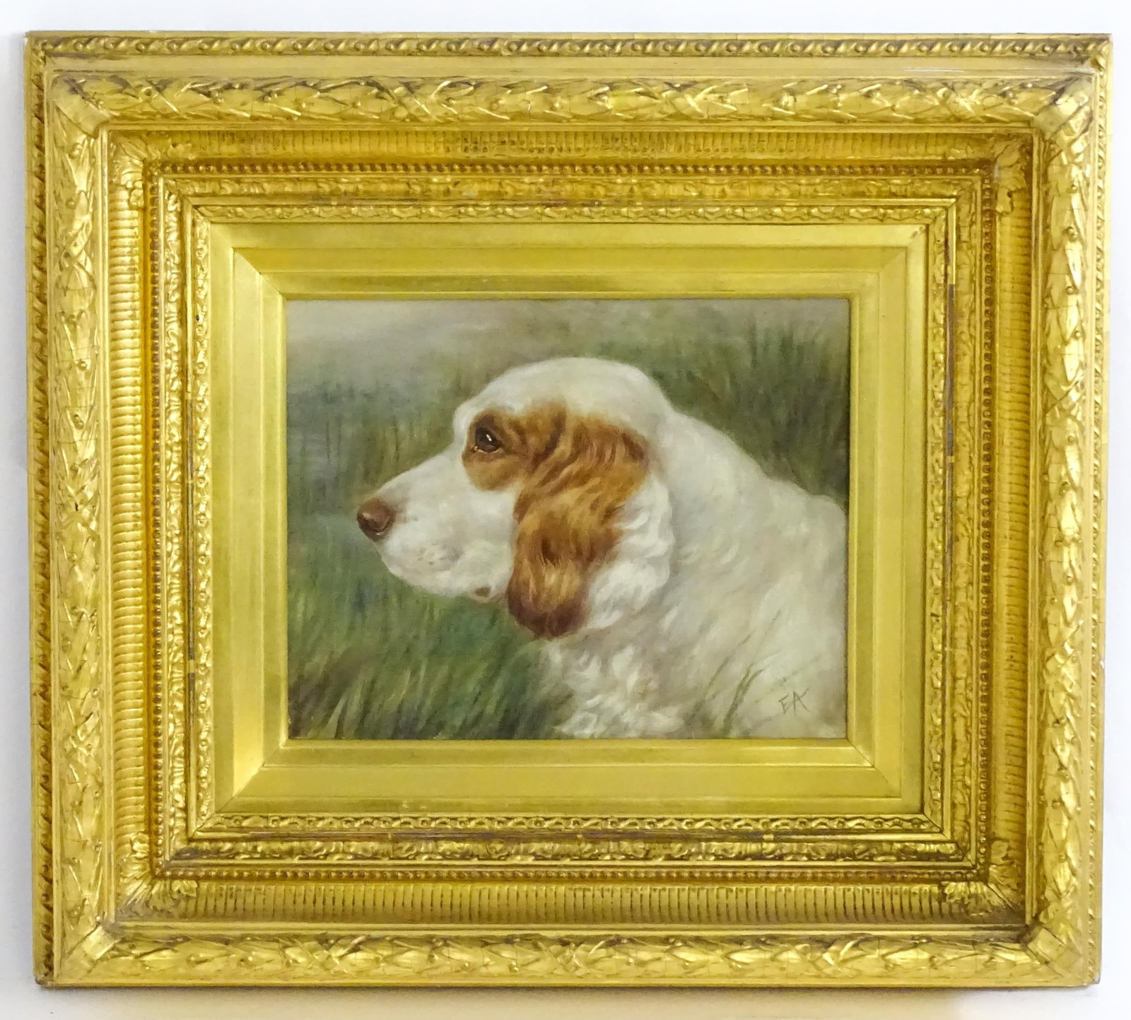 Edward Aistrop (act. 1880-1920), Oil on board, A portrait of a Spaniel dog. Signed with monogram (1 of 4)