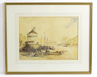 After William Callow, Late 19th century, Watercolour, Wallenstadt from Wesen Switzerland. Signed: After William Callow, Late 19th century, Watercolour, Wallenstadt from Wesen Switzerland. Signed with monogram SG lower left. Approx. 9 1/2" x 13"Please Note - we do not make reference to the conditio