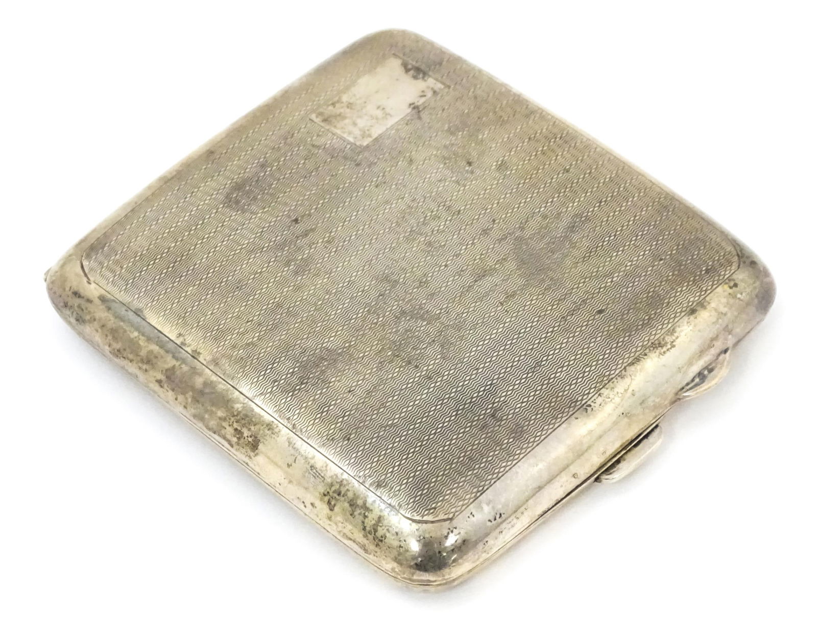 An Art Deco silver cigarette case with engine turned decoration. Hallmarked Birmingham 1937 maker (1 of 8)