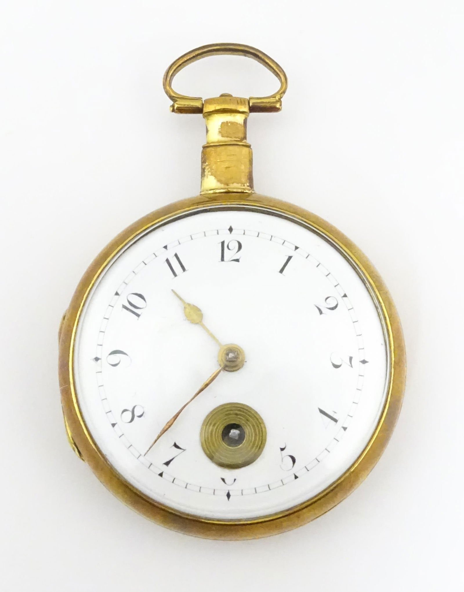An 18thC fusee verge pocket watch The movement signed Ralph Ward 1785, Yarmouth. The white enamel (1 of 11)