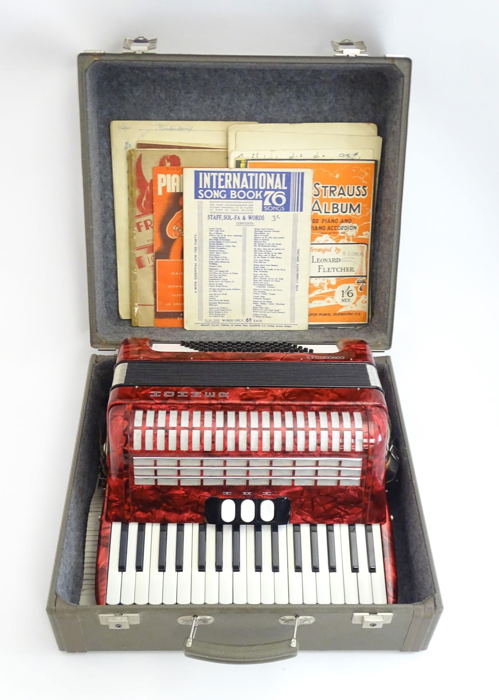 Musical Instrument A Cased Hohner 'concerto Ii S' Accordion In Red