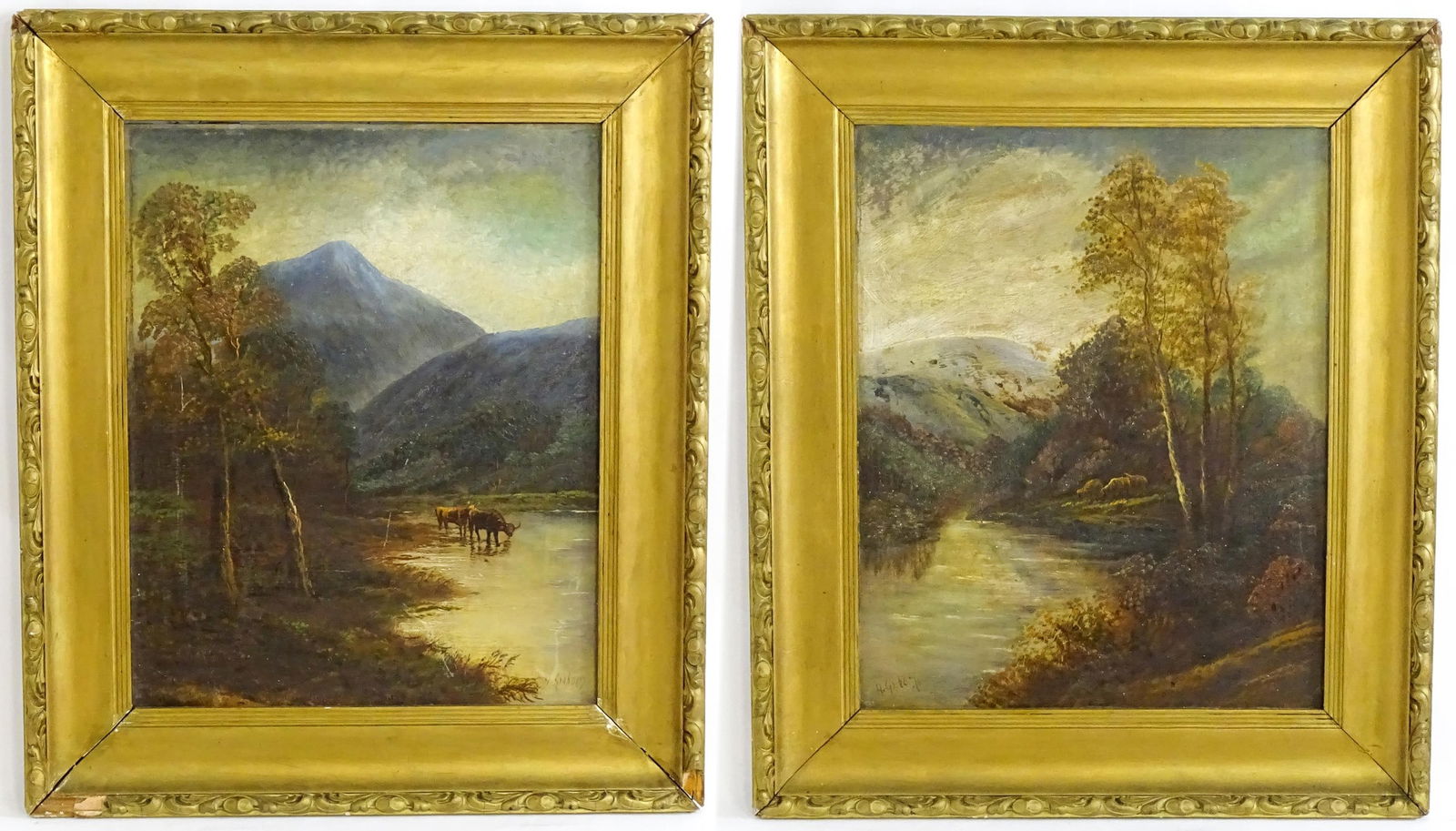 Henry Graham, Late 19th / early 20th century, Oil on board, A pair of mountain river landscapes with (1 of 8)