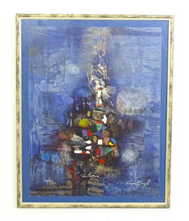 Nissan Engel (b. 1931), Israeli School, Limited edition print, Nocturne, An abstract composition.: Nissan Engel (b. 1931), Israeli School, Limited edition print, Nocturne, An abstract composition. Signed, titled and numbered 91/100 lower. Approx. 25 1/2" x 19 3/4"Please Note - we do not make refere