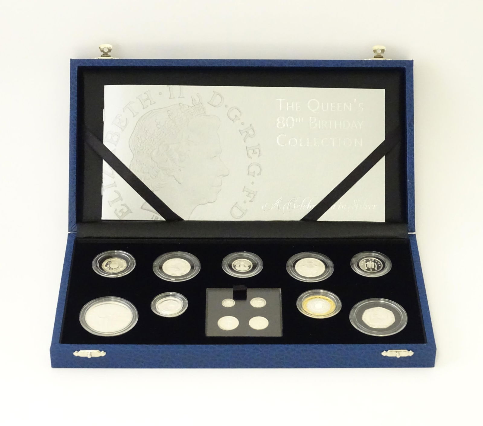 Coins: A Royal Mint 2006 United Kingdom Queen Elizabeth II 80th Birthday silver proof coin set, to (1 of 7)