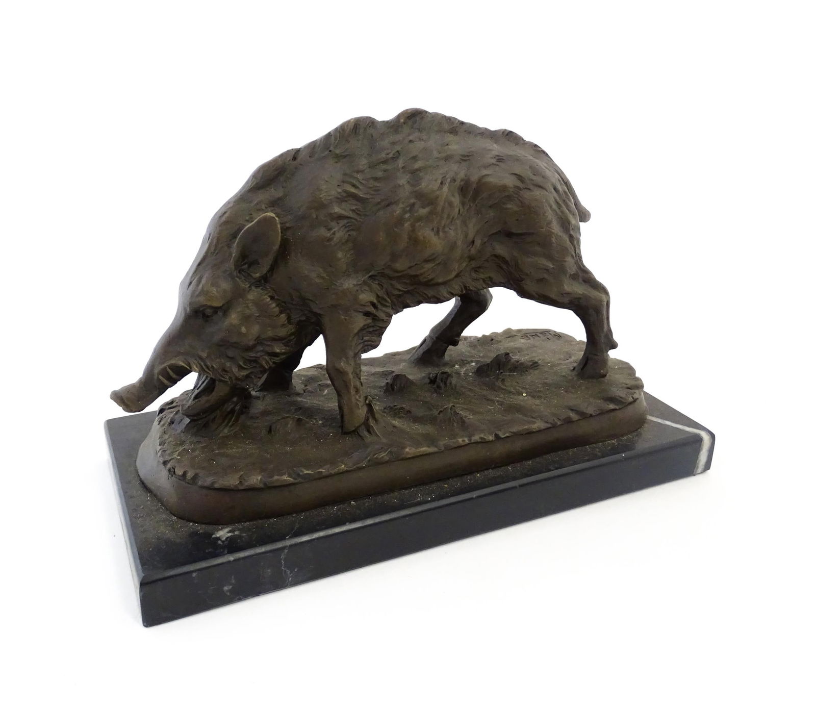 A 20thC cast model of a wild boar, after Pierre Jules Mene. Cast signature Mene to base. Approx. 5: A 20thC cast model of a wild boar, after Pierre Jules Mene. Cast signature Mene to base. Approx. 5 1/2" high Please Note - we do not make reference to the condition of lots within descriptions. We are