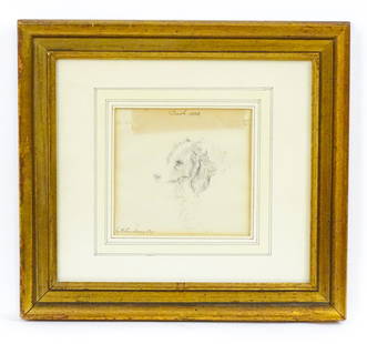 Circle of Sir Edwin Henry Landseer (1802-1873), Pencil drawing, A study of Queen Victoria's King: Circle of Sir Edwin Henry Landseer (1802-1873), Pencil drawing, A study of Queen Victoria's King Charles Spaniel Dash. Ascribed 'Dash 1838 by E. Landseer Esq.'. Approx. 4 3/4" x 5 1/4" Please Note -