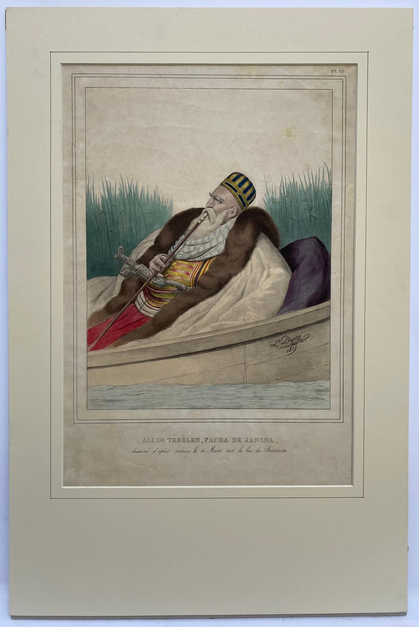 Louis Dupre (1789-1837), Original lithograph hand coloured with watercolour, Titled Ali de Tebelen, (1 of 5)