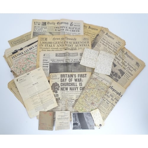 Militaria , WWII / World War 2 / Second World War / WW2 : A quantity of ephemera to include a German (1 of 17)