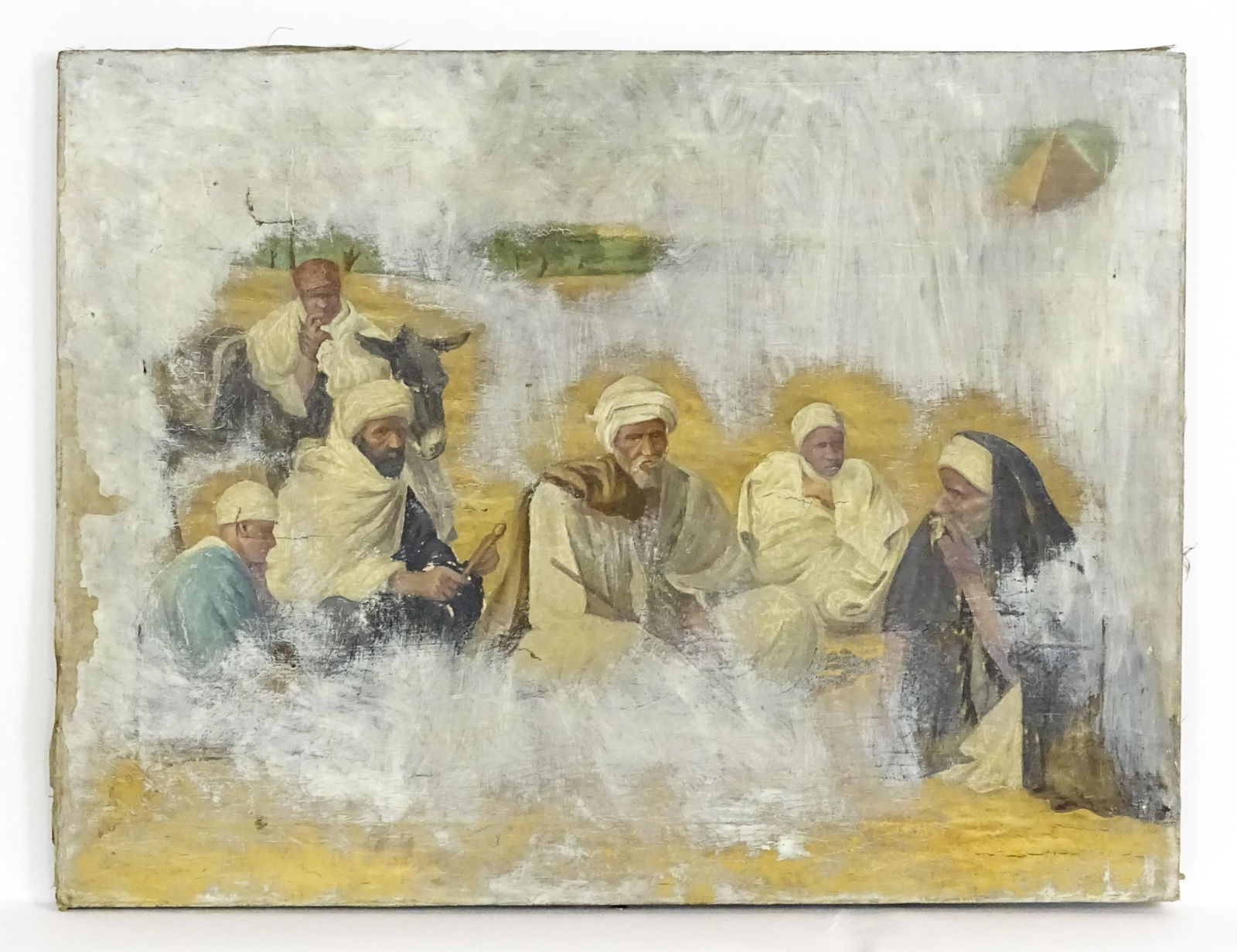 Late 19th / early 20th century, Egyptian School, Oil on canvas, A study of seated figures and a (1 of 3)