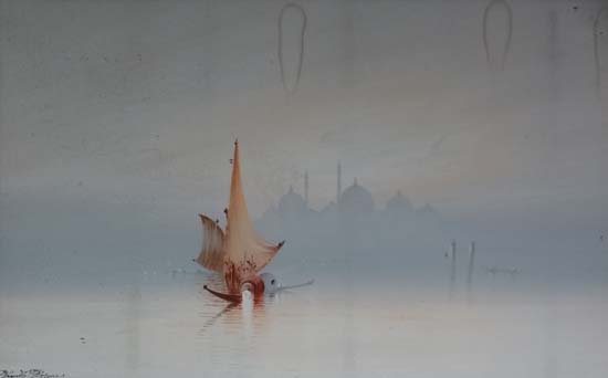 Frank Holmes (1935) Turkish School Watercolour and: Frank Holmes (1935) Turkish School Watercolour and gouache On the Bosphorous Signed lower left 11 x 17 1/4"